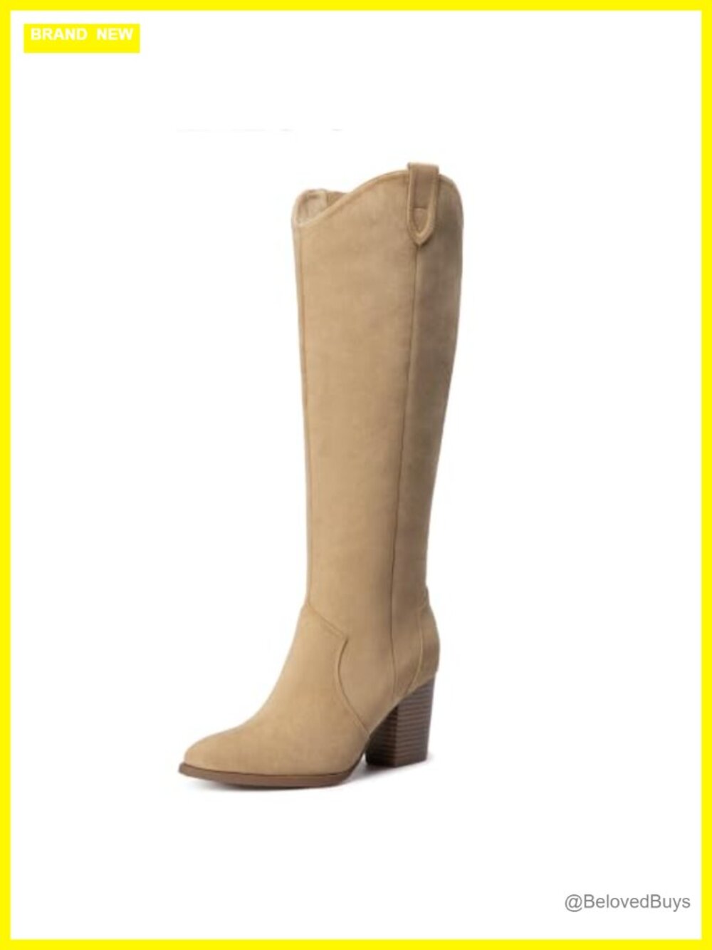 Suede Knee High Boots Pointed Toe Block Heel Side Zipper Fall Tall Boots